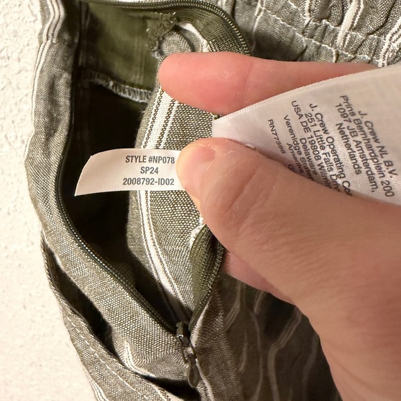 Madewell Green and White Striped Wide leg Jumpsuit Linen - Picture 7 of 8